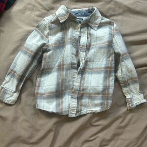 OshKosh B'gosh Cream and Brown Button Down Shirt